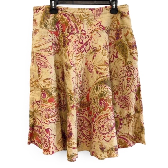 Vintage Ralph Lauren LRL100%  Linen Paisley Floral Print A-Line Skirt 4 - Picture 1 of 11
